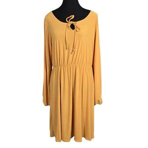 NWOT | Star Vixen | Mustard Yellow Long Sleeve Open Arm Split Sleeve Midi Dress